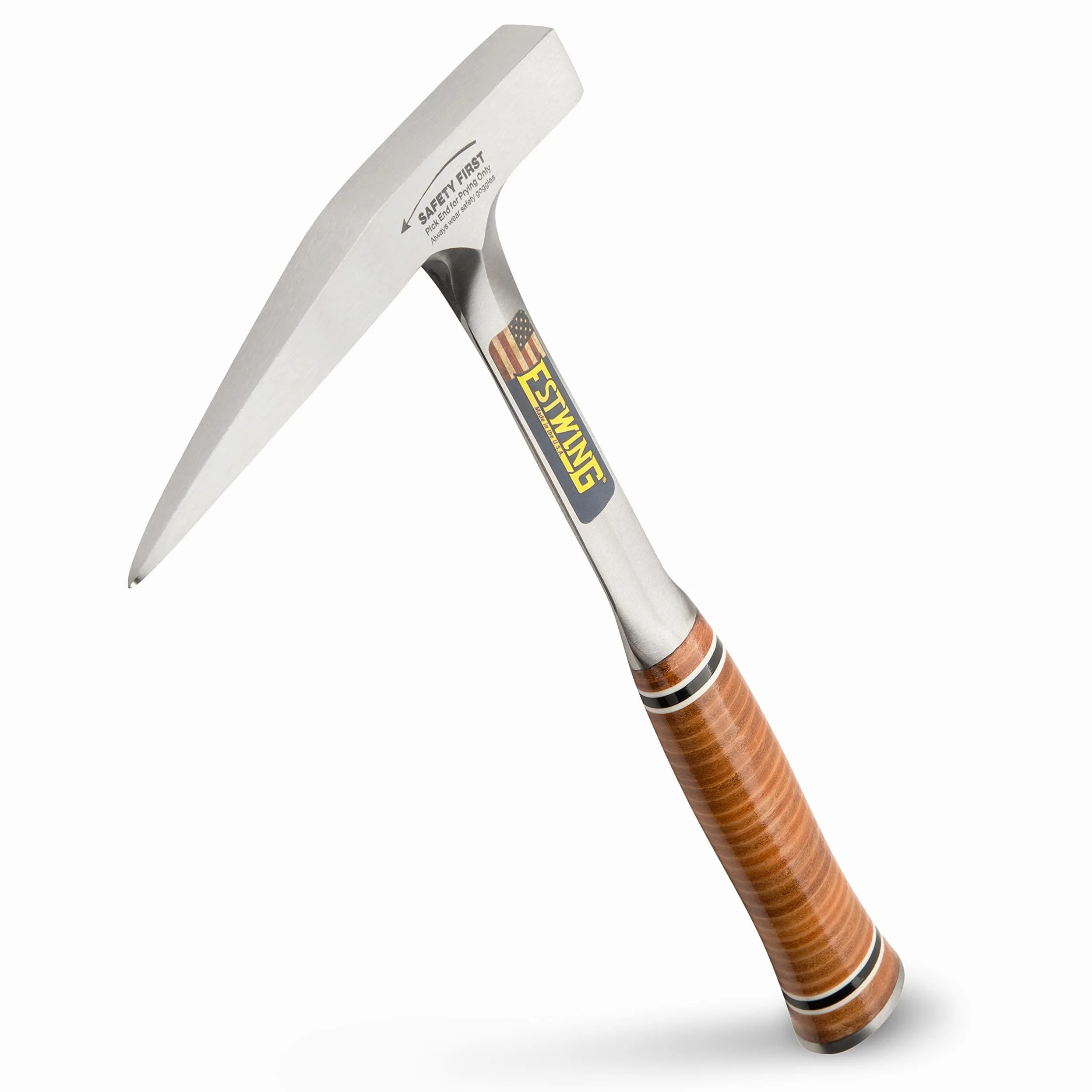Estwing E13PM Rock Pick - Martello geologico con testa zigrinata e impugnatura in vera pelle, marrone, 368,5 g