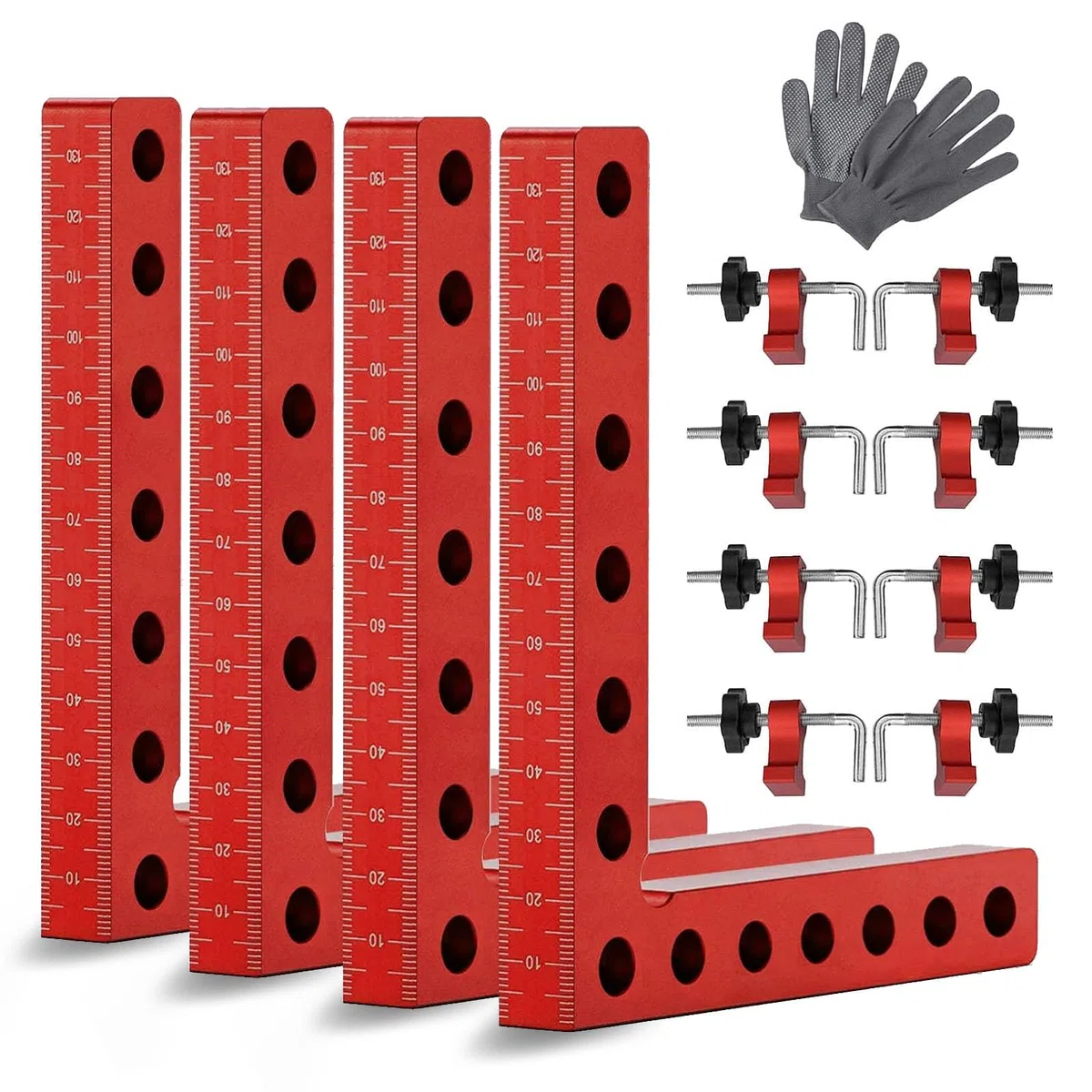 4 Pezzi Morsetti Angolari 90 Gradi, 14 cm Morsetto ad Angolo Retto Attrezzi per Legno Falegname con 4 paia di clip per la Lavorazione del Legno Artigianato Fai da te