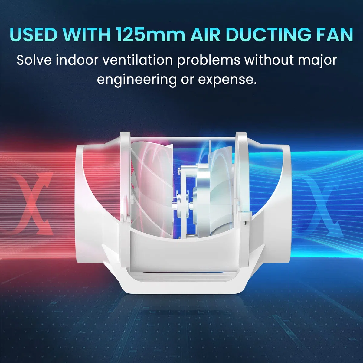 HG Power Ventola di Aspirazione 125mm Estrattore Ventilatore in Linea Ventilazione e Scarico Interni per Tende Idroponiche, Bagno, Garage, Laser 3D Estenuante