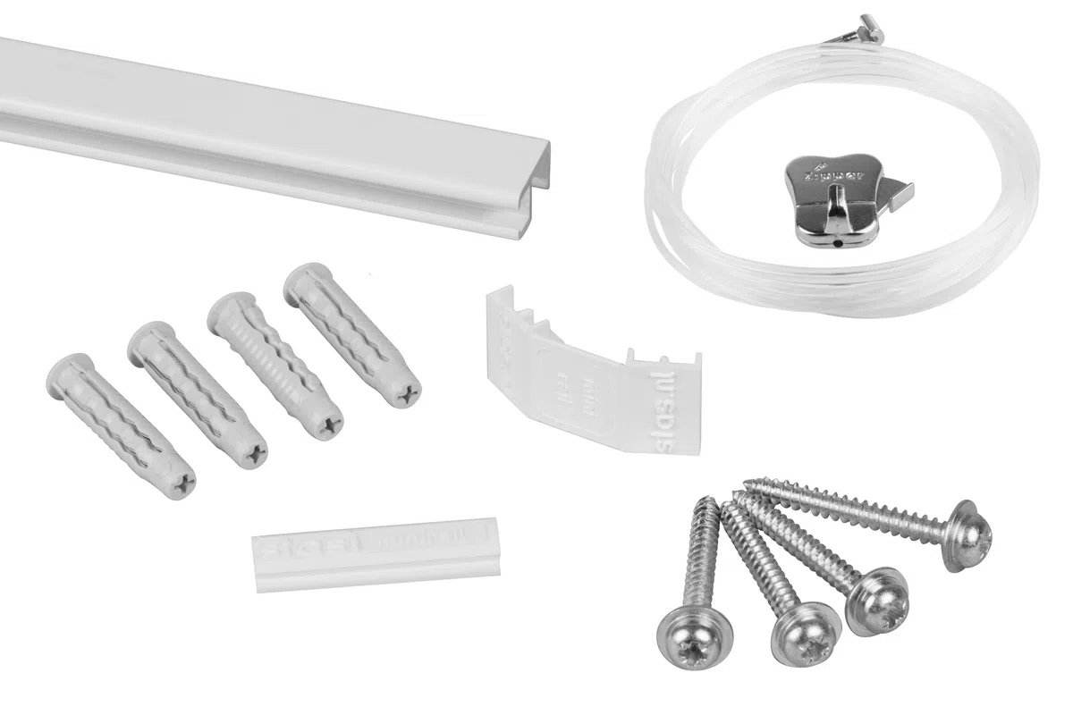 Binari per appendere quadri, Alluminio / 200cm (2x 100cm) STAS Minirail - Sistema per appendere quadri, Set completo con ganci e corde
