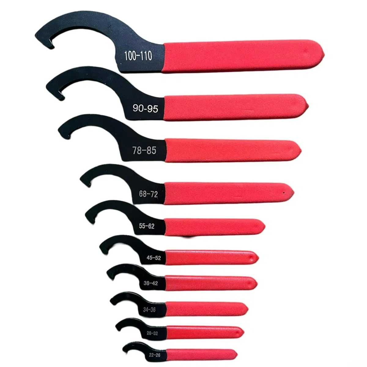Set di 10 chiavi a gancio regolabili a C, strumenti a ghiera di varie dimensioni con maniglie antiscivolo sicure per sistema di sospensione e regolazioni degli urti