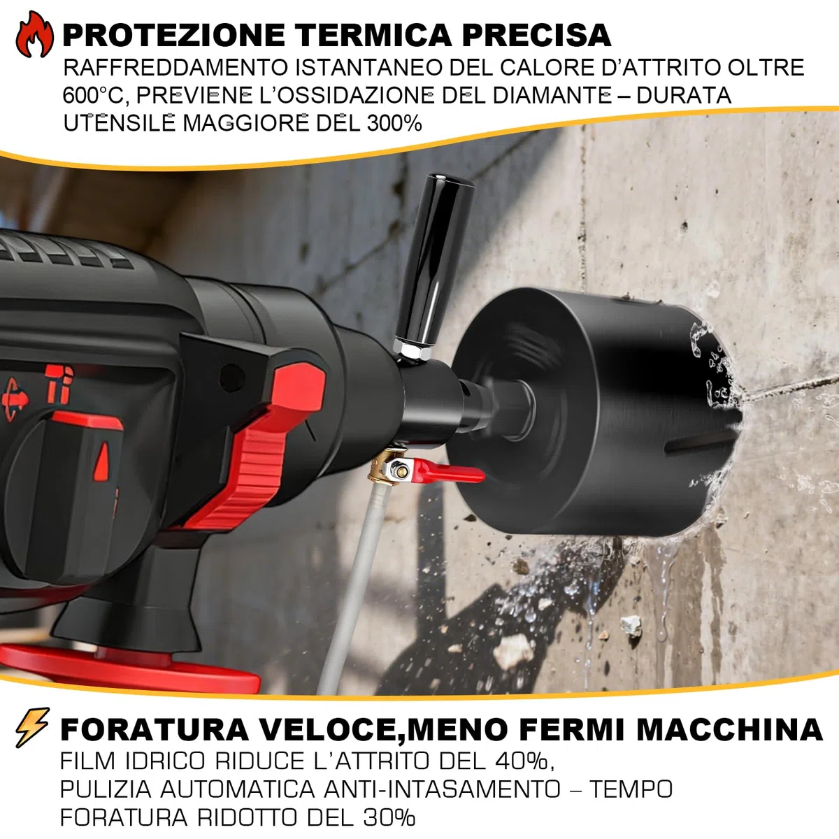 XIIW Adattatore SDS Max a M22 per Trapano a Nucleo in Calcestruzzo + Pompa 4 m e Tubo, Iniezione d’Acqua Automatica, Acciaio 42CrMo4, G1/4" - Carotatrice Diamantata per Muro, Trapano a Nucleo