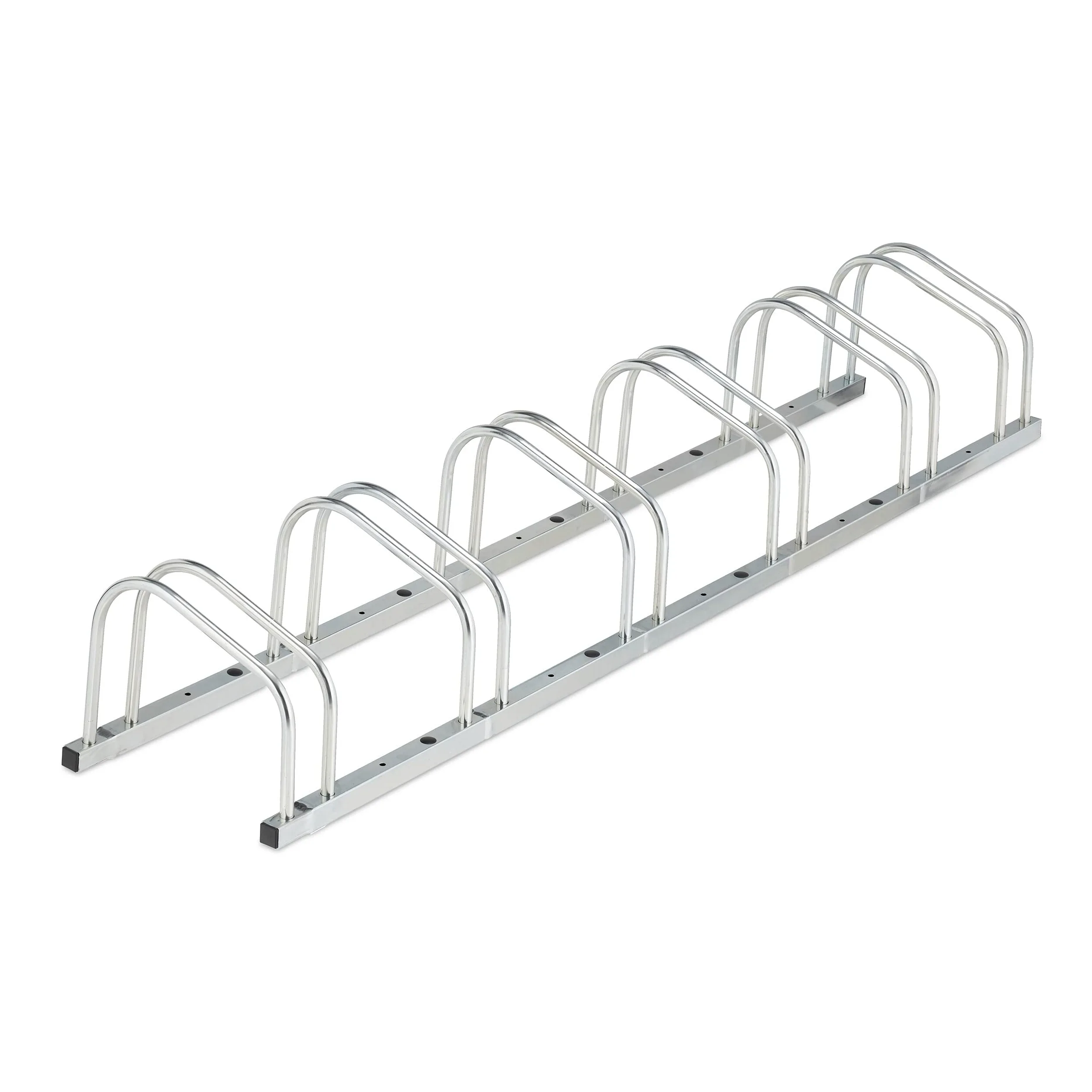 Relaxdays Portabici da Terra, Supporto per 6 Biciclette, E-Bike, Parcheggio Ruote Fino 50 mm, 26x168x33,5 cm, Argentato