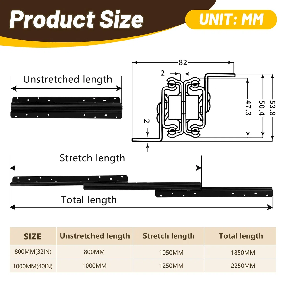 YJINGRUI Montaggio a pavimento per carichi pesanti, 800 mm - 1850 mm, guide per cassetti, cuscinetti a sfera in metallo, adatto per scale, armadi e armadi, portata 120 kg, 1 coppia
