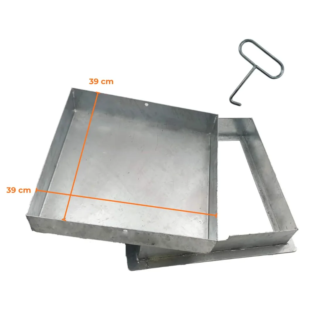 EINSIDE Sigillo zincato pesante porta pavimenti, Chiusino zincato botola a scomparsa altezza 5 cm, 40 x 40 cm