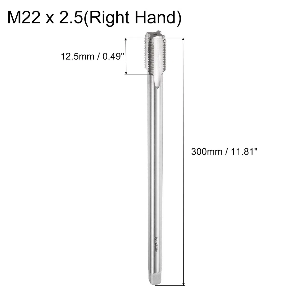 QUARKZMAN Maschio A Metrico M22 x 2.5 H2 300mm Extra Lungo A Dritta Maschio Per Filettatura Utensile Di Riparazione Filettatura Fresatura
