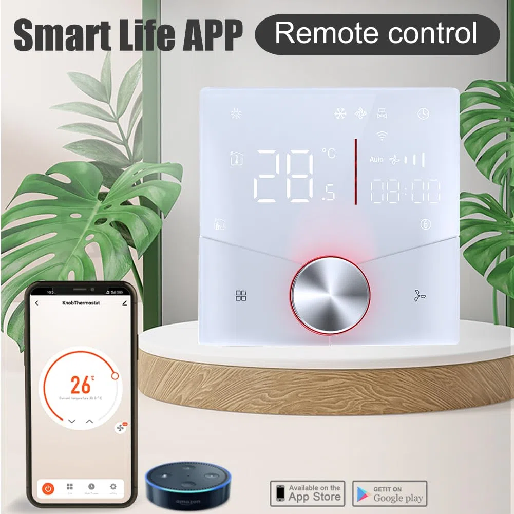 Termostato Intelligente WiFi 2 Tubi per Condizionatore Fan Coil con Connessione WiFi per Supporto Vocale Intelligente Termostato Regolatore