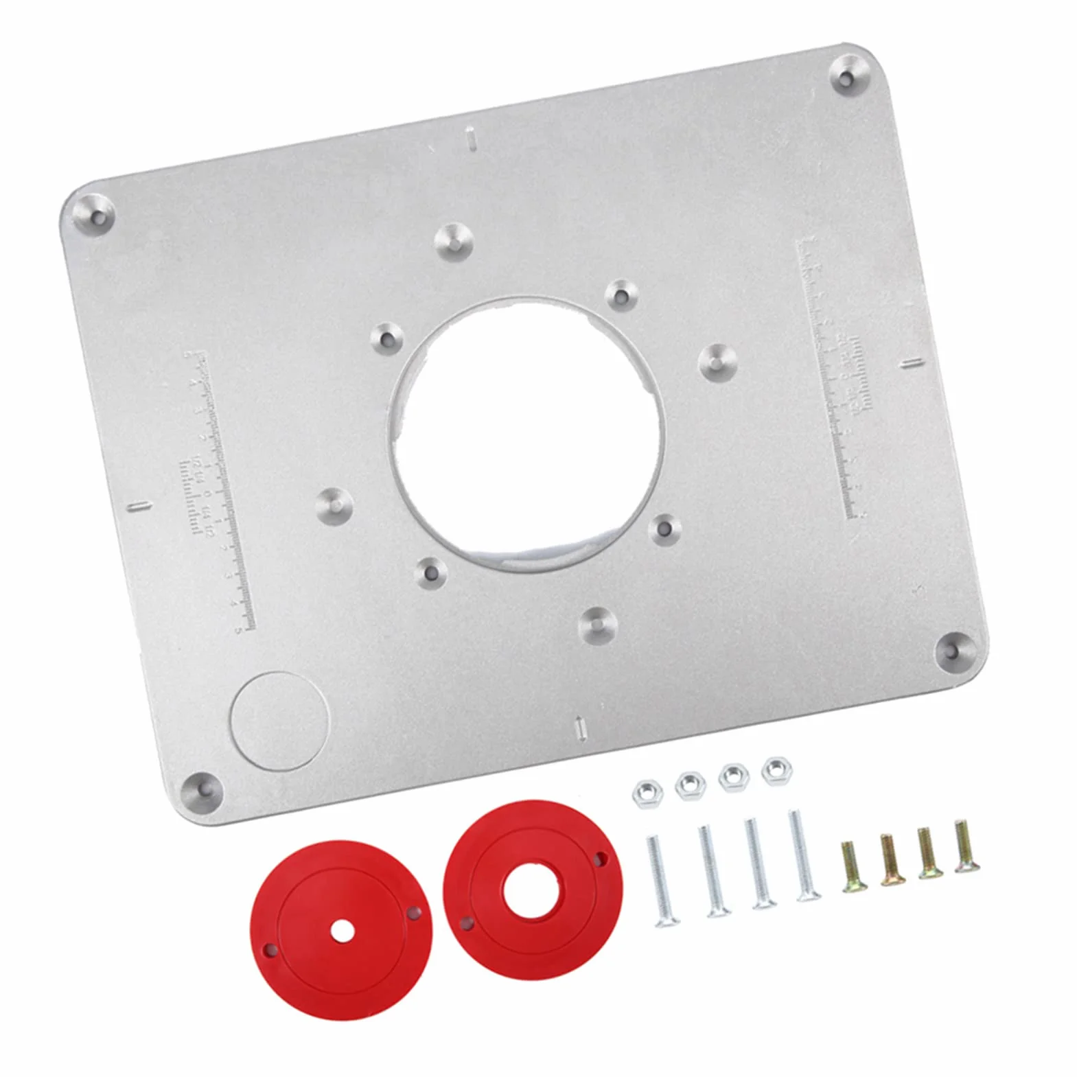 Router Table Insert Plate,Piastra per fresatrice in lega di alluminio con anello di inserimento e viti di installazione per la lavorazione del legno fai da te, 30 x 24 x 1 c