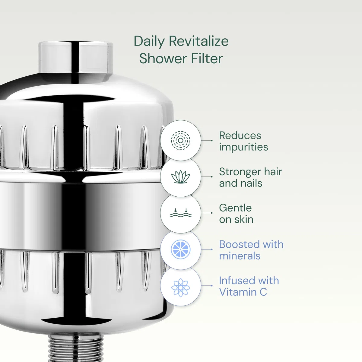 AquaBliss Filtro doccia rivitalizzante ad alto rendimento, riduce il prurito di pelle secca, forfora, eczema e migliora notevolmente la condizione di pelle, capelli e unghie, cromato (SF100)