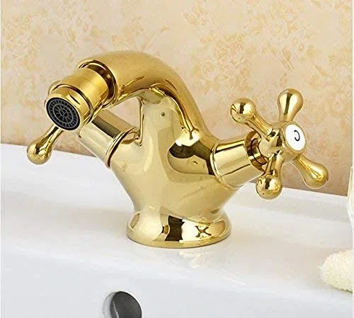 Rubinetto per Bidet in Oro Con Doppio Manico Dorato - Ottone Antico per Bagno Vita Interessante