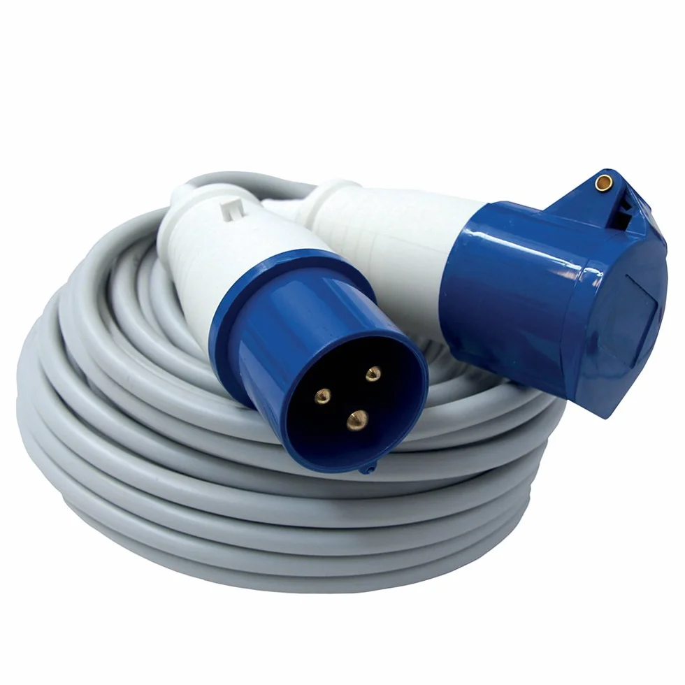 Electraline 46148 Prolunga 20 mt Presa Industriale Spina IEC 3 poli Adatta per Camper, Campeggio, Caravan, Barca, Cantiere-Grigio, IP40