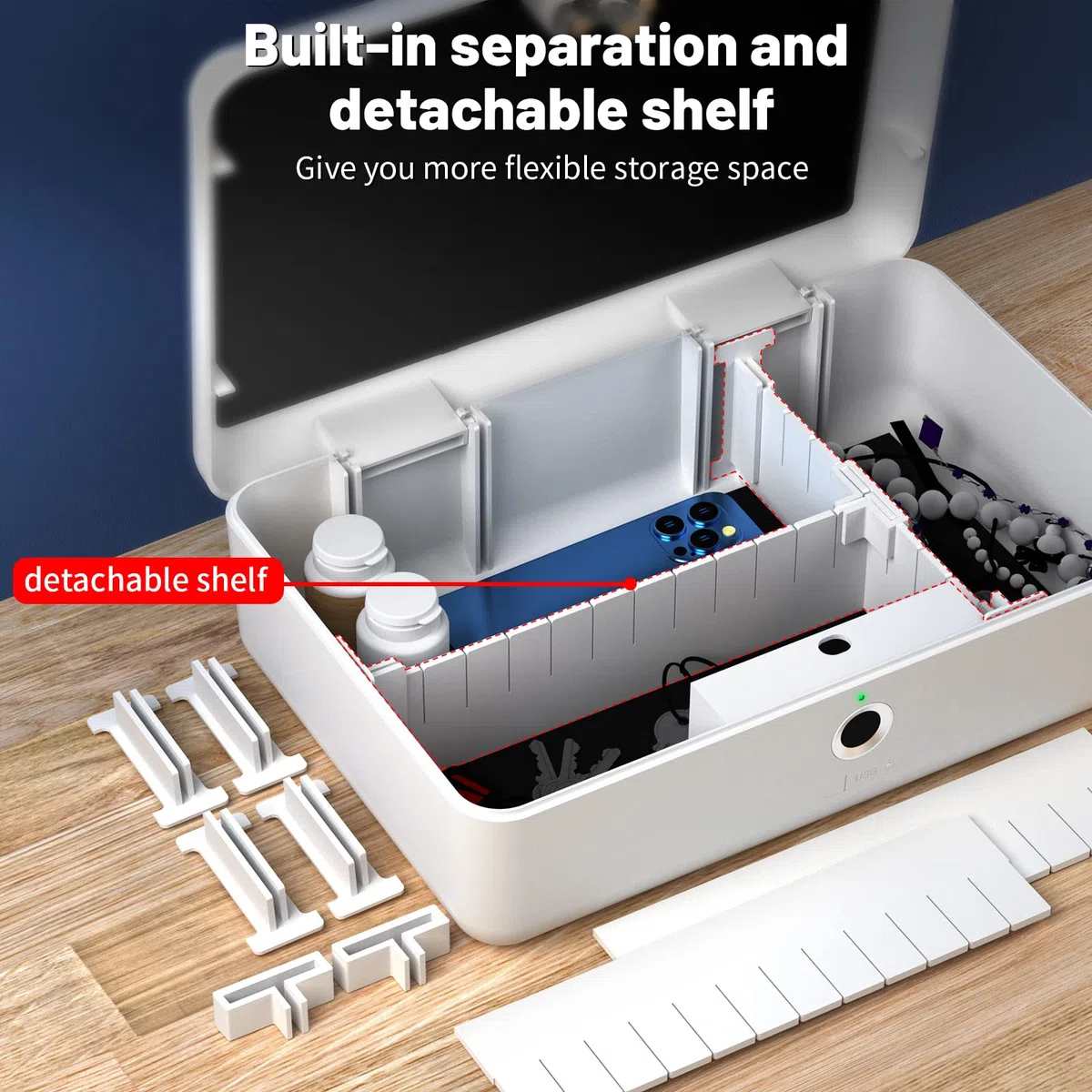 Scatola di immagazzinaggio biometrico con impronta digitale portatile Cash Jewelry Lock Box scatola di blocco ricaricabile per auto, casa, ufficio, viaggio