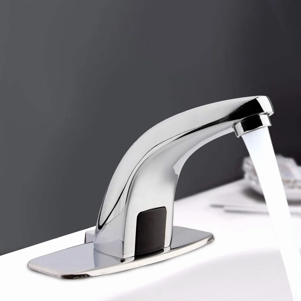 Rubinetto Automatico con Sensore a Infrarossi, miscelatore lavabo intelligente senza con scatola di controllo e valvola miscelatrice per acqua calda e fredda