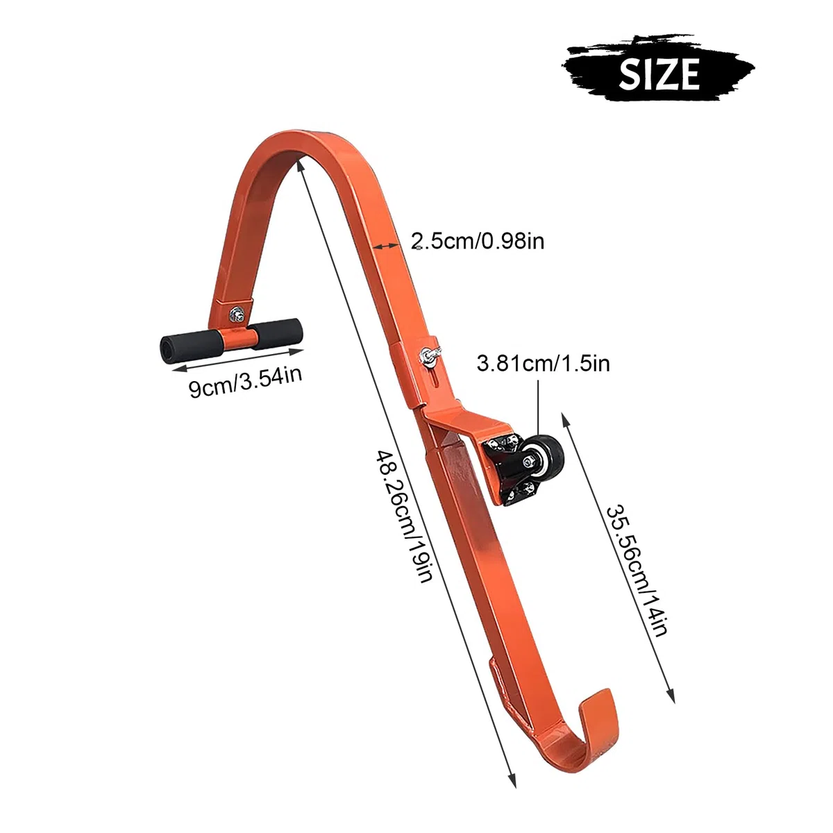 Ganci per Scale da Tetto con Ruot, 2Pezzi Ganci per Scale da Tetto con Stabilizzatore, Capacità di Carico da 250KG, Stabilizzatore per Scala con Impugnatura in Gomma