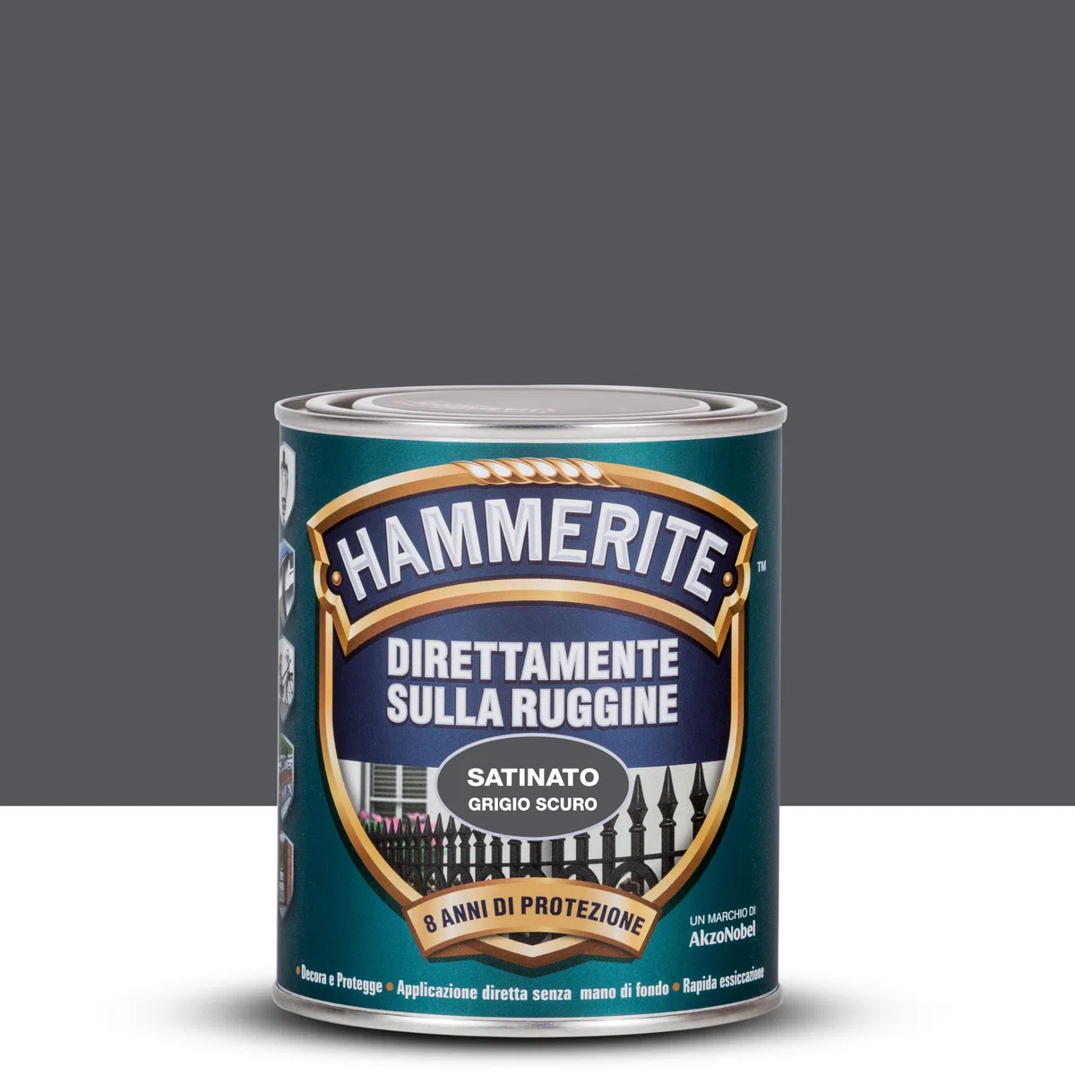 Hammerite Direttamente Sulla Ruggine Satinato Grigio Scuro 2,5 L