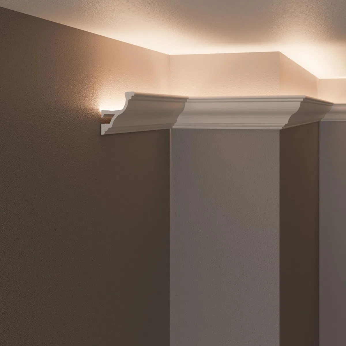 Cornici velette per led a soffitto e parete (4 o 10 metri lineari - KH905), per illuminazione indiretta con le strisce led | decorative, prefabbricate in duropolimero (4 metri)