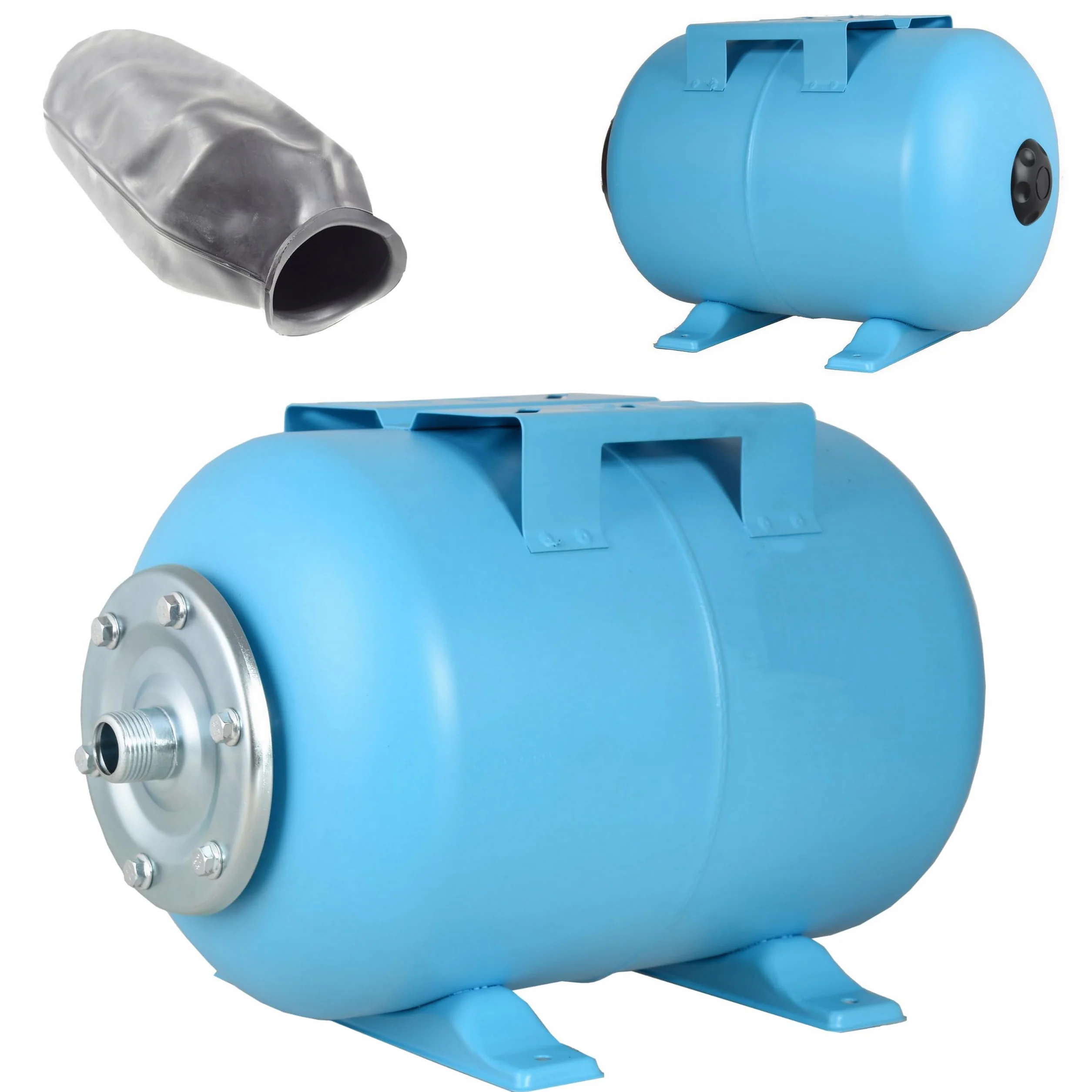 Serbatoio a Pressione 24L - per Impianti Idrici e Sistemi Autoclave - con Membrana EPDM - Vaso di Espansione - per Pompa Domestica Pompa per Pozzo - Attacco da 1" - Acciaio - Orizzontale 24 Litri