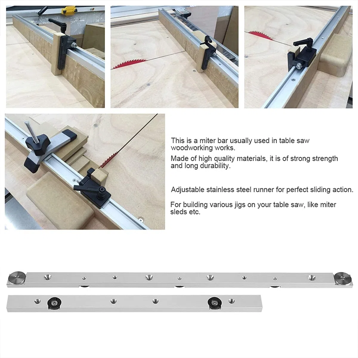 Tyenaza 2 pezzi Miter Bar Slider 450 mm, Table Saw Miter Bar, binario in lega di alluminio, per router sega circolare da tavolo, falegname fai da te (2 x 450 mm)