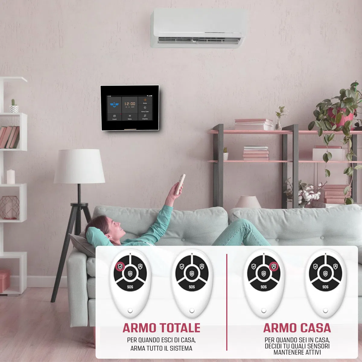ITALIAN ALARM - Allarme Casa Senza Fili Touch Screen, Antifurto Casa WiFi GSM con APP Gestione Remoto, Sistema Allarme Wireless con Sensori Porte e Finestre. Mod. Micro Touch, Assistenza Italiana