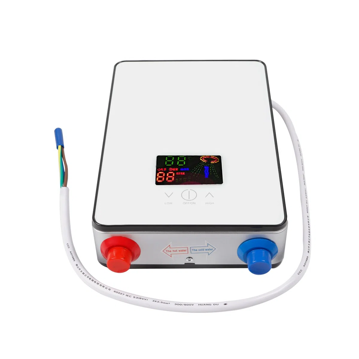Scaldabagno Elettrico Istantaneo Senza Serbatoio, Digitale, Adatto per Bagno, Parrucchieri, Hotel, Centri Estetici, Scuole, Ospedali, 18,6 * 5,7 * 27,7 cm (Bianco)