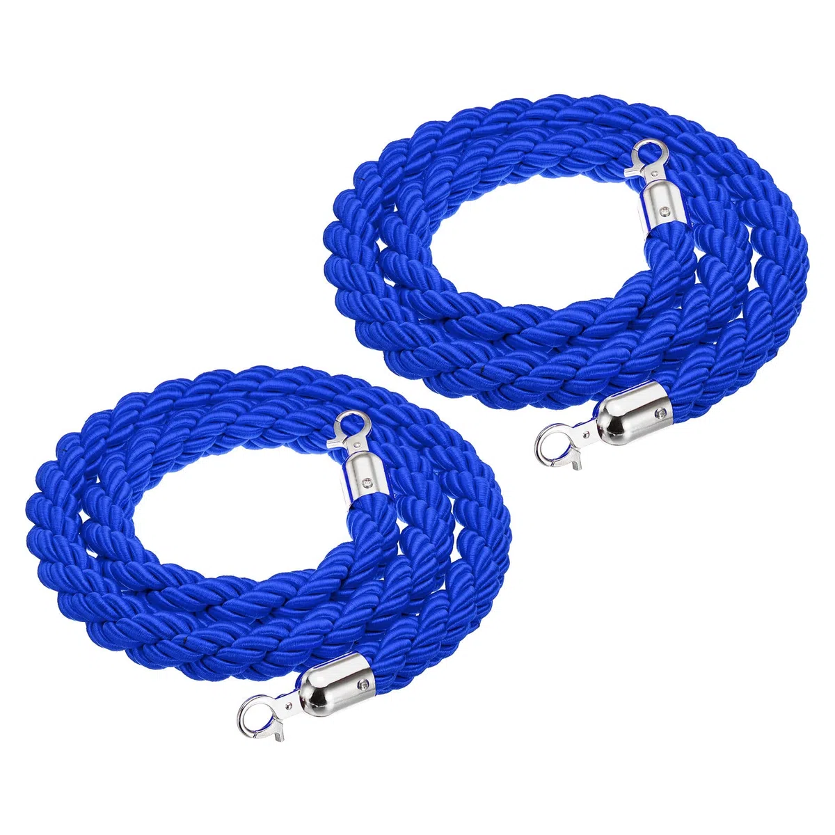PATIKIL Montante Corda, 2pz 1,5m/5 Piedi Corda Barriera Corde Intrecciate per Pali con Moschettoni per Pali Supporti Divisori per Code Controllo Folla di Hotel, Blu Argento