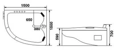 Bagno Italia Vasca Idromassaggio 150x150 due posti 11 getti con miscelatore disp. versione destra|s I