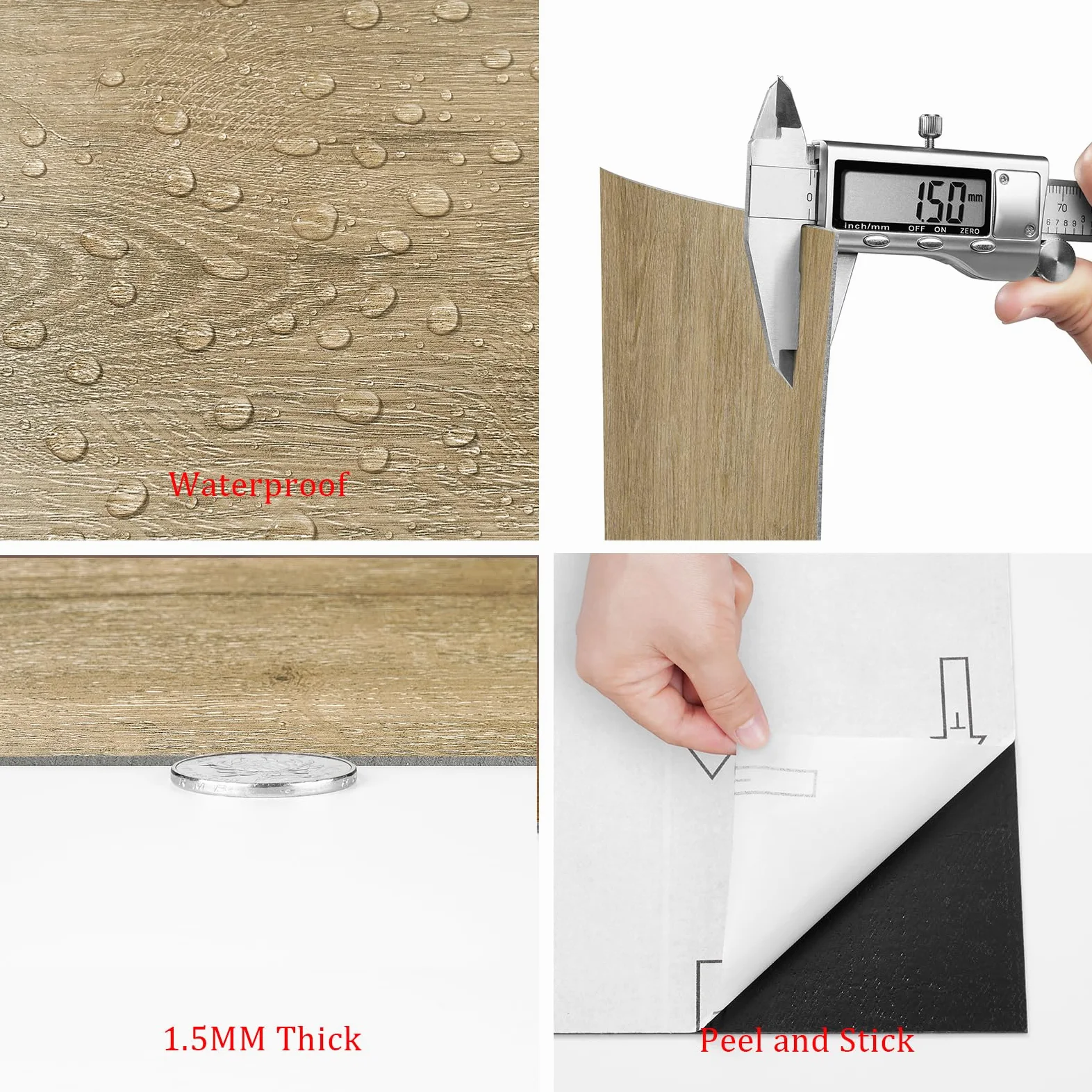 Livelynine Pavimento PVC Adesivo Effetto Legno - Listoni Finto Parquet Laminato 90x15 Pavimento Adesivo Legno Quercia Piastrelle Adesive Pavimento Bagno Cucina Linoleum per Pavimenti Chiaro, 18 Pezzi