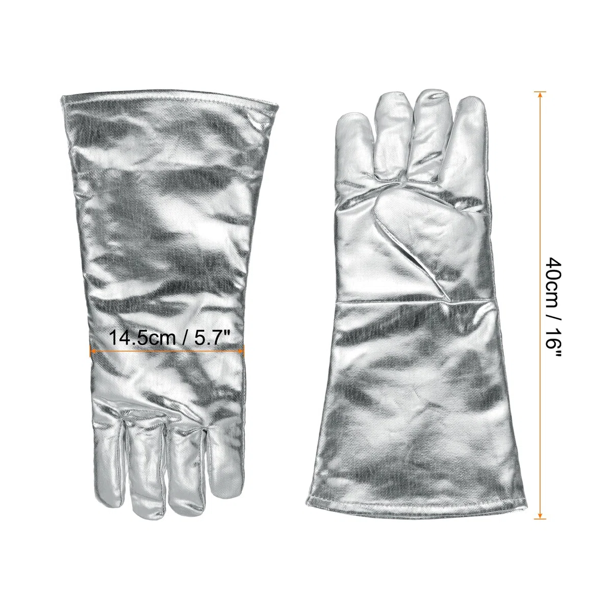 QUARKZMAN 2 Coppie di Guanti da Saldatura Aluminizzati A333-1 16" Guanti da Barbecue Resistenti al Fuoco e al Calore con Maniche Lunghe per Saldatura Camino Forno Cottura Giardino