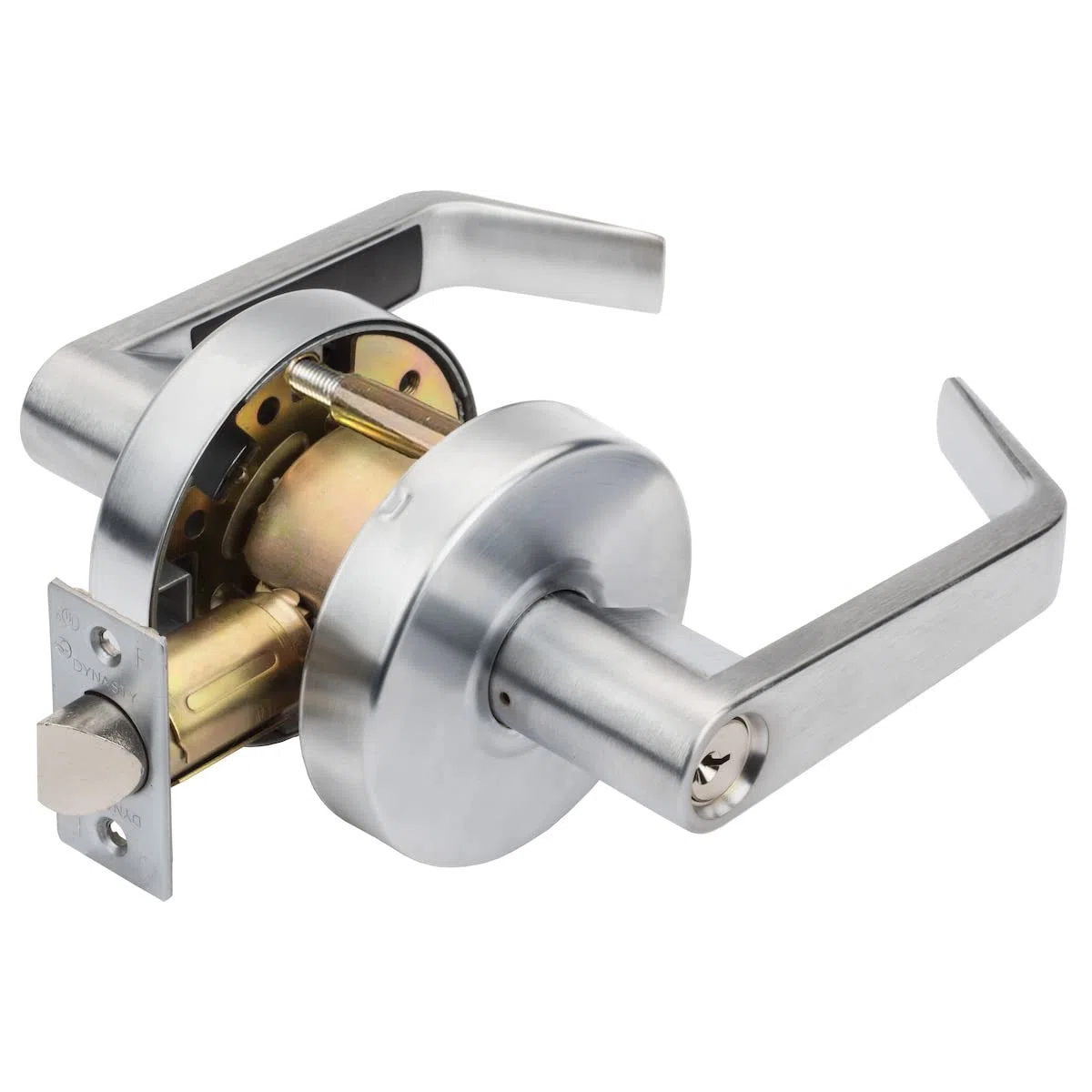 Dynasty Hardware AUG-03-26D Grade 2 Commercial Duty Classroom Funzione serratura a leva con chiave, ADA, finitura cromata satinata