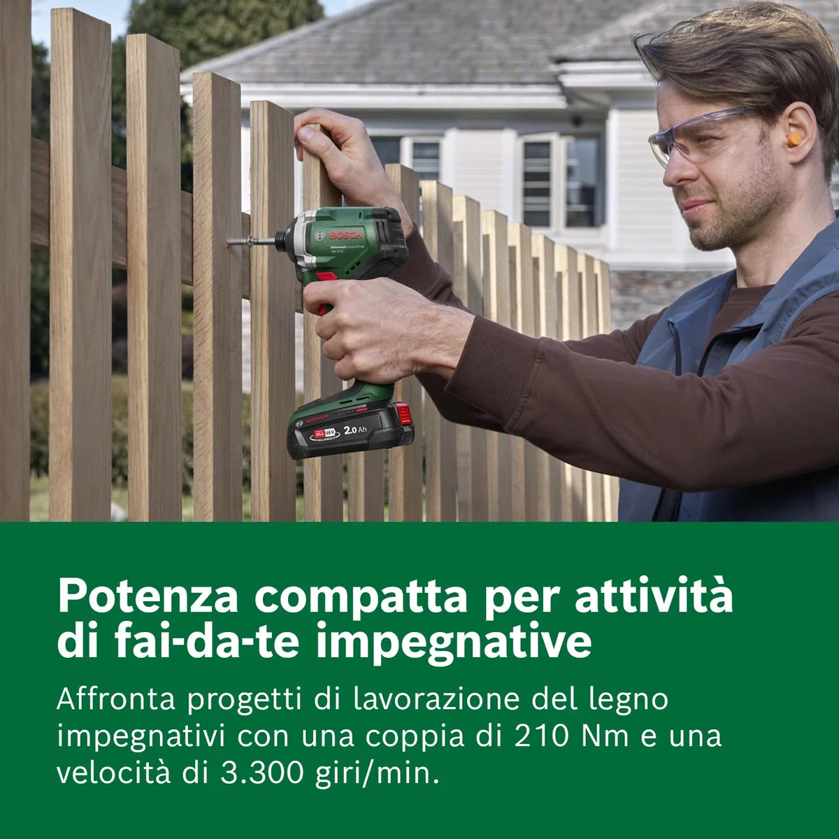 Bosch 18V System Avvitatore a massa battente a batteria UniversalImpactDrive 18V-210 (avvitatore a massa battente potente e compatto per la lavorazione del legno)