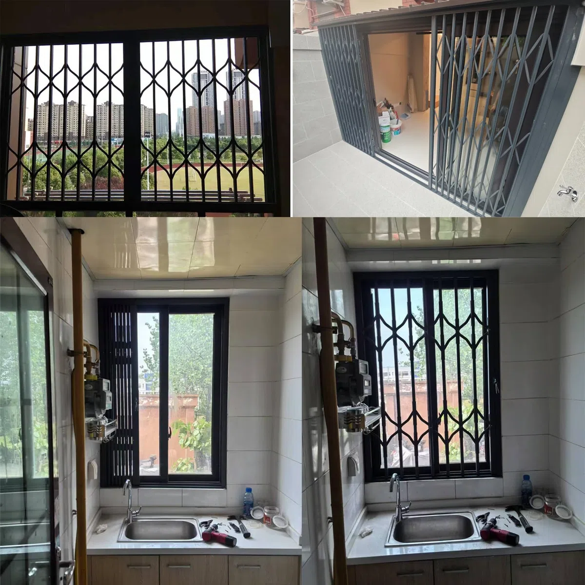 UrbanUp Inferriate per Finestre Barra di Sicurezza per Porta Pieghevole da Seminterrato, Binario per Porta Scorrevole a Sgancio Rapido, Recinzioni di Sicurezza per Finestre(W44xH90in/110x230cm)