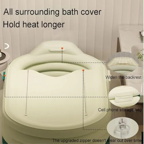 Vasca da bagno gonfiabile portatile per adulti, fumigazione completa, comodo design pieghevole per uso domestico, facile installazione