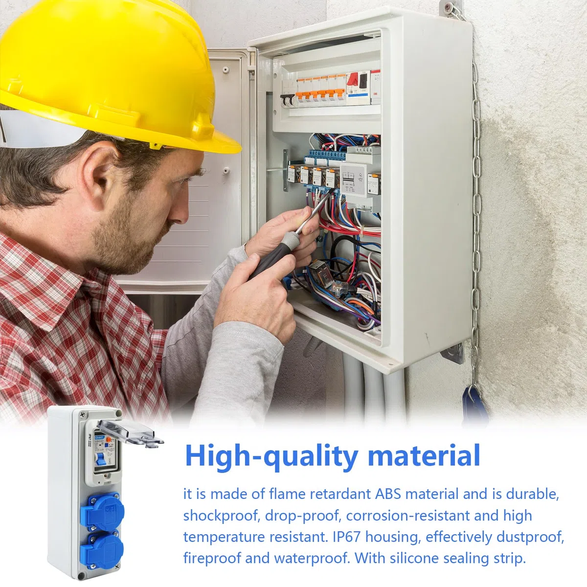 Quadro Elettrico da Cantiere 16A, Magnetotermico 250V 2P Quadri Elettrici da Esterno con Interruttore fi Impermeabile IP54 Presa Esterna per Giardini di Fabbriche Interne ed Esterne
