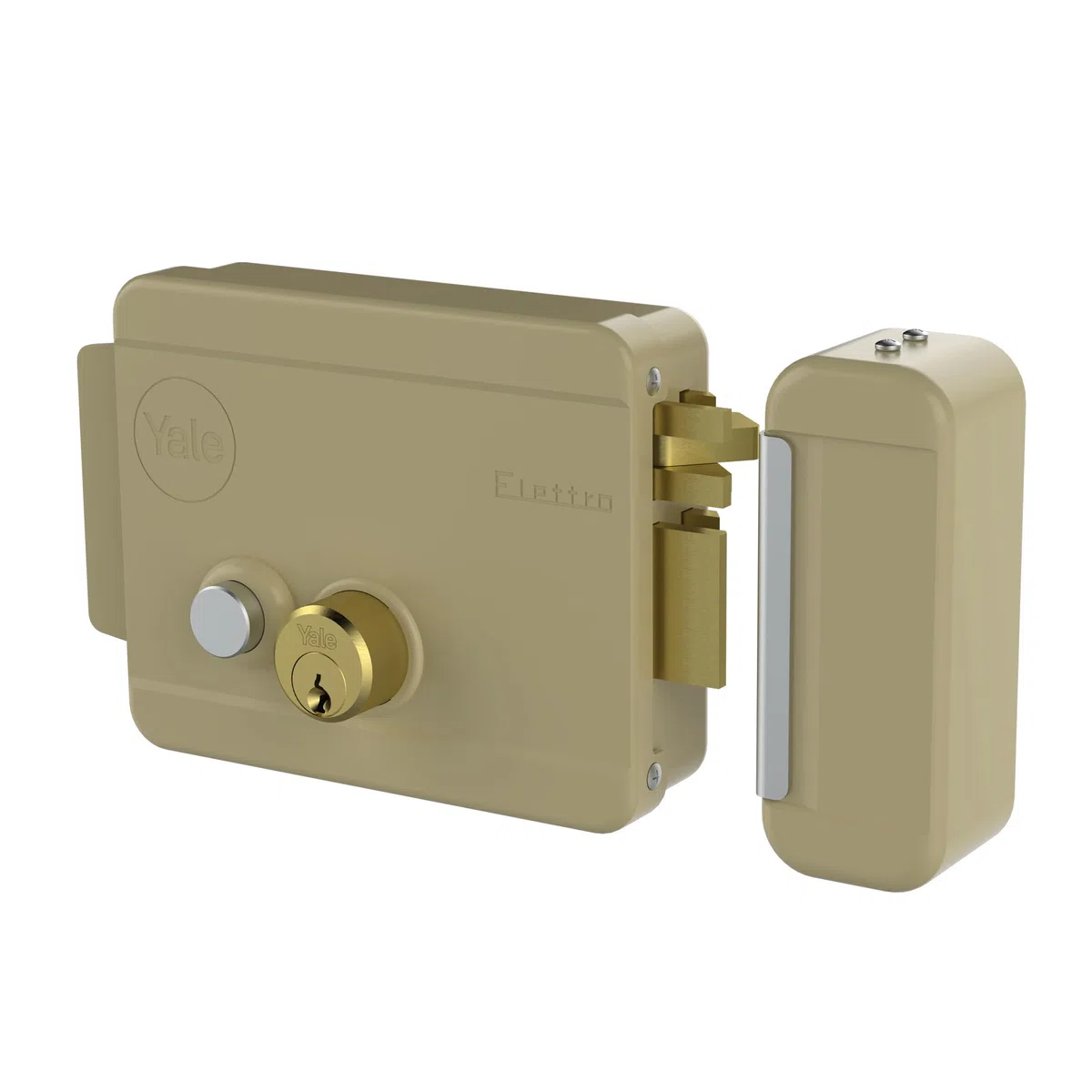YALE Serratura elettrica da applicare Y68800601, Destra C/K e pulsante, in acciaio verniciato, apertura con chiave e con impulso elettrico a pulsante
