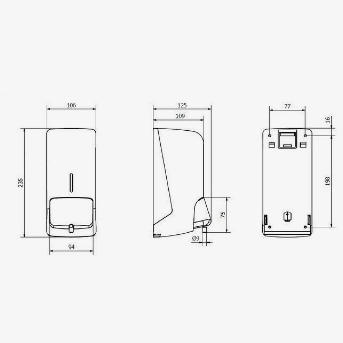 Jofel - Distributore di sapone a parete, ricaricabile con 0,8 l di schiuma, Distributore di sapone per bagno, Corpo in ABS ad alta resistenza, Azur AC40000, Bianco