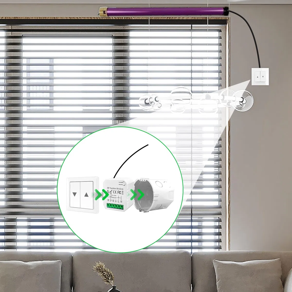 Interruttore Tapparelle WiFi, con Telecomandi RF e Modulo Ricevitore, Controllo Tapparelle Elettriche per Tende e Persiane, 433MHz Modulo Comando Timer, Smart Life Dispositivi