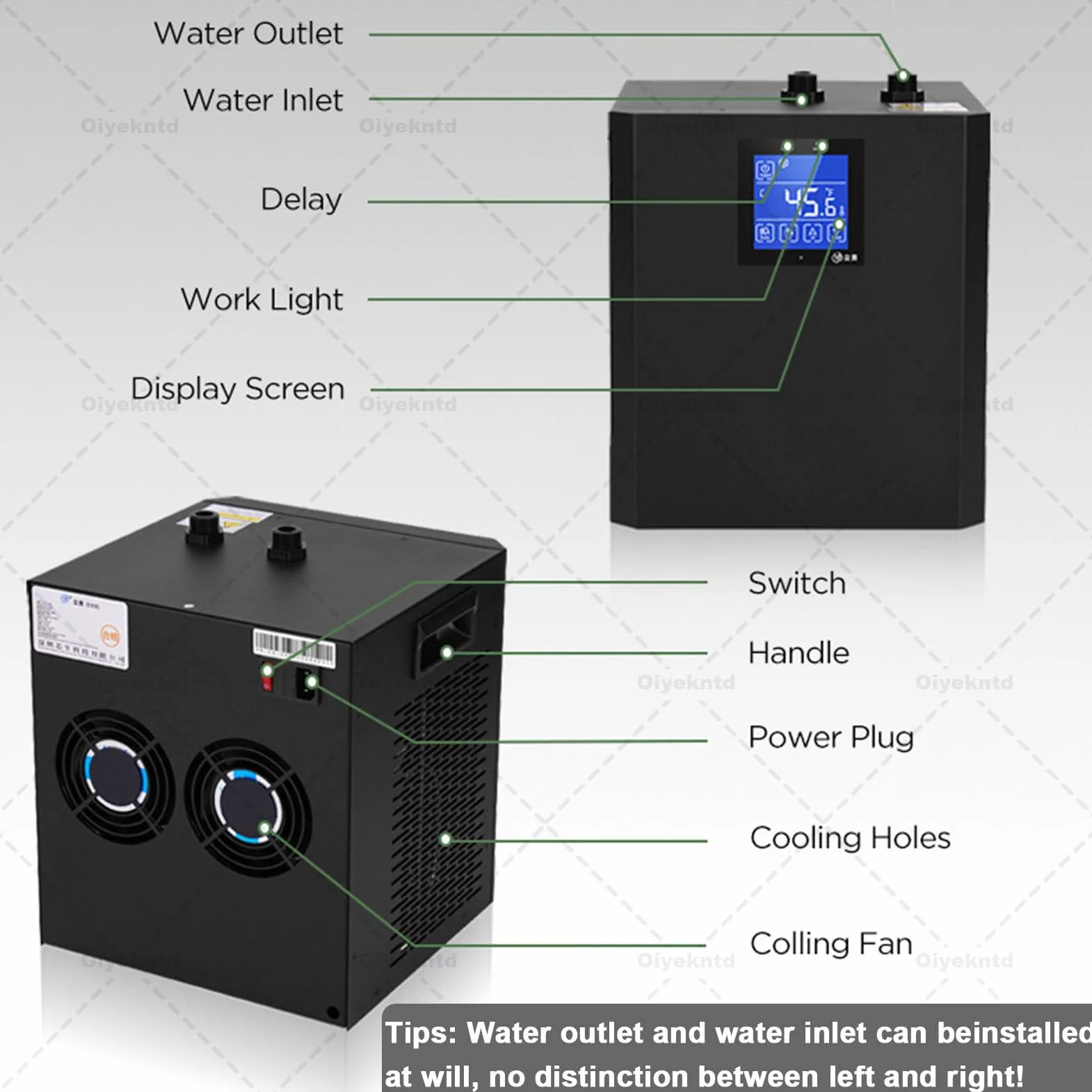 Refrigeratore d'acqua per vasche idromassaggio fredde, refrigeratore d'acqua per vasche idromassaggio fredde con 2 pompe, filtro esterno e telecomando, unità di raffreddamento d'acqua per vasche