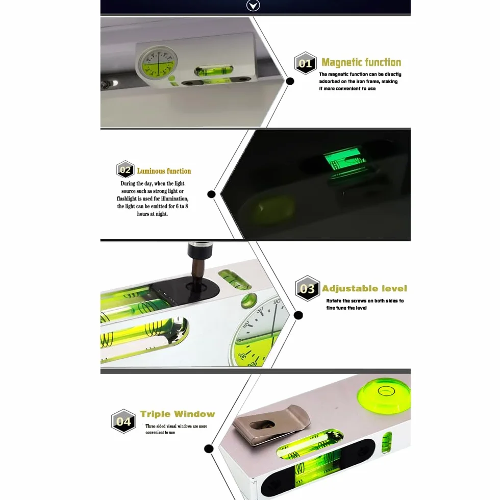 Livello di misurazione multi angolo con mini misuratore di livello magnetico in lega di alluminio, mini misuratore di livello portatile (verde)