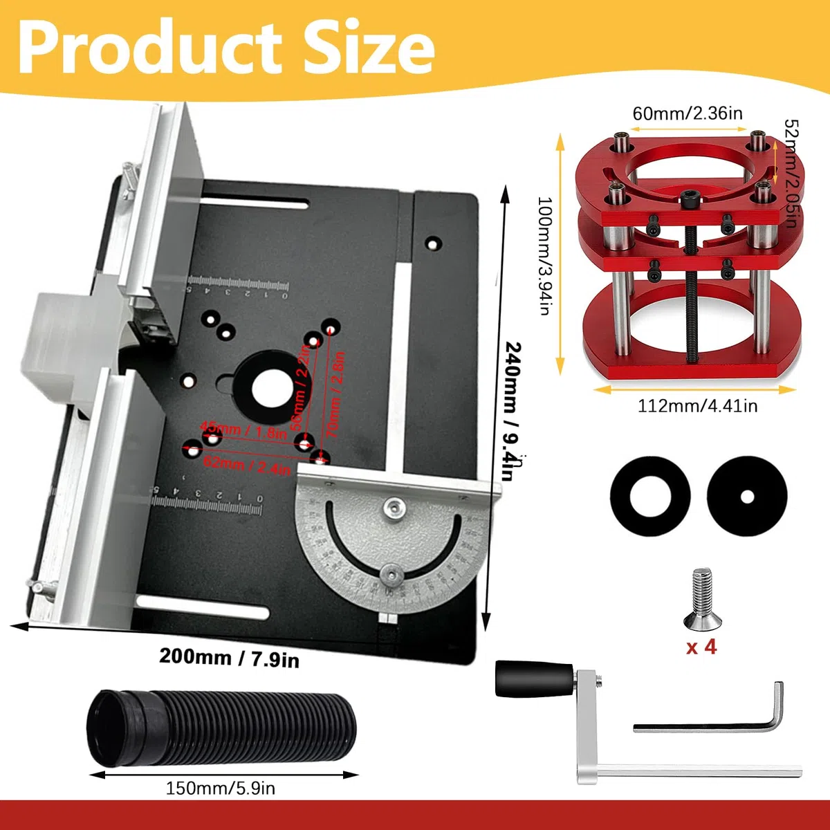 Set di Piastra Fresatrice Da Banco in Alluminio, Piastre per Fresatura con Router Lift, Accessori per Fresatrice per La Lavorazione Del Legno