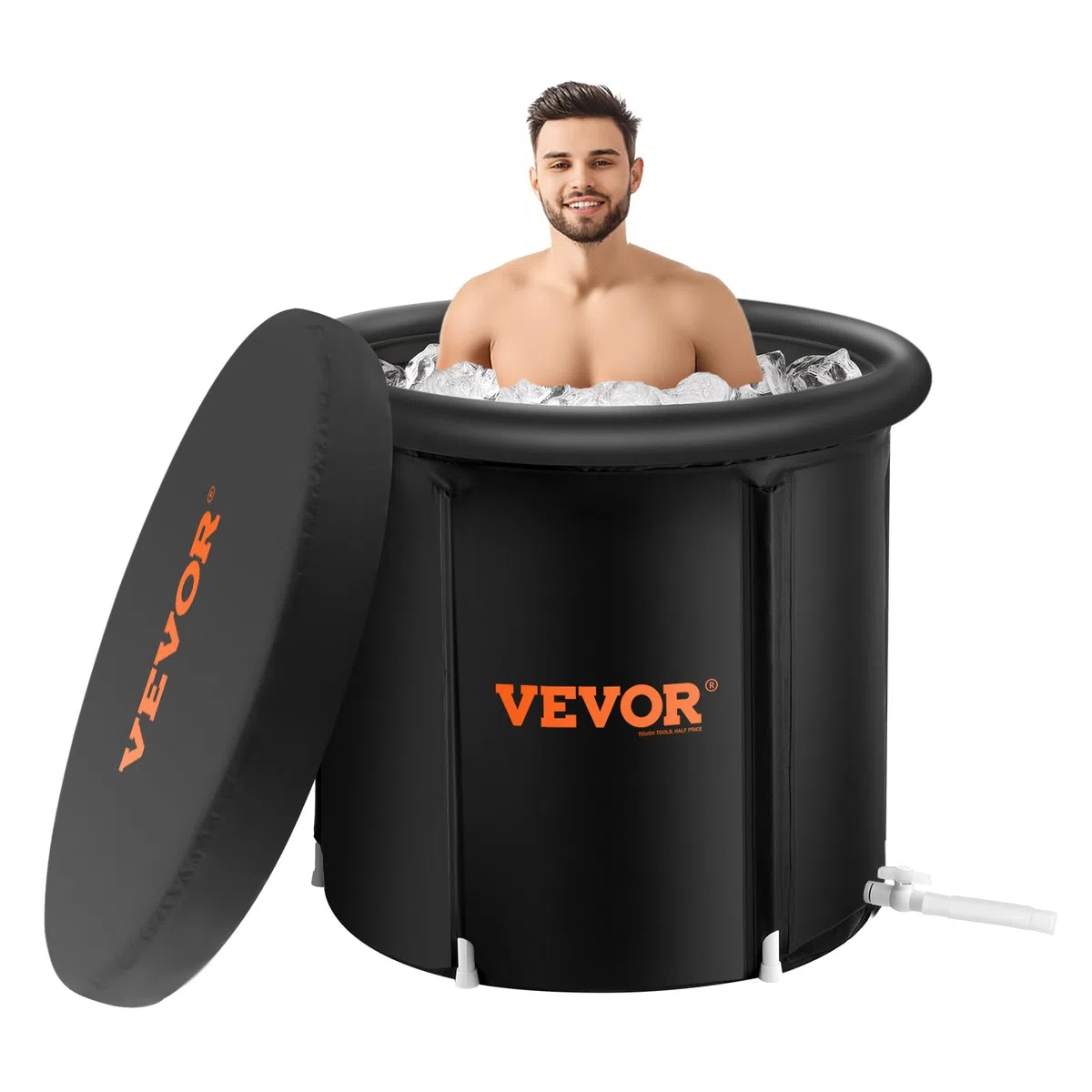 VEVOR Vasca da Bagno di Ghiaccio Lunga 80 cm Vasca per Immersione per Terapia 341 L con Copertura, Barile di Ghiaccio per Recupero, Vasca da Bagno Gonfiabile Pieghevole, Ghiaccio Domestico per Adulti