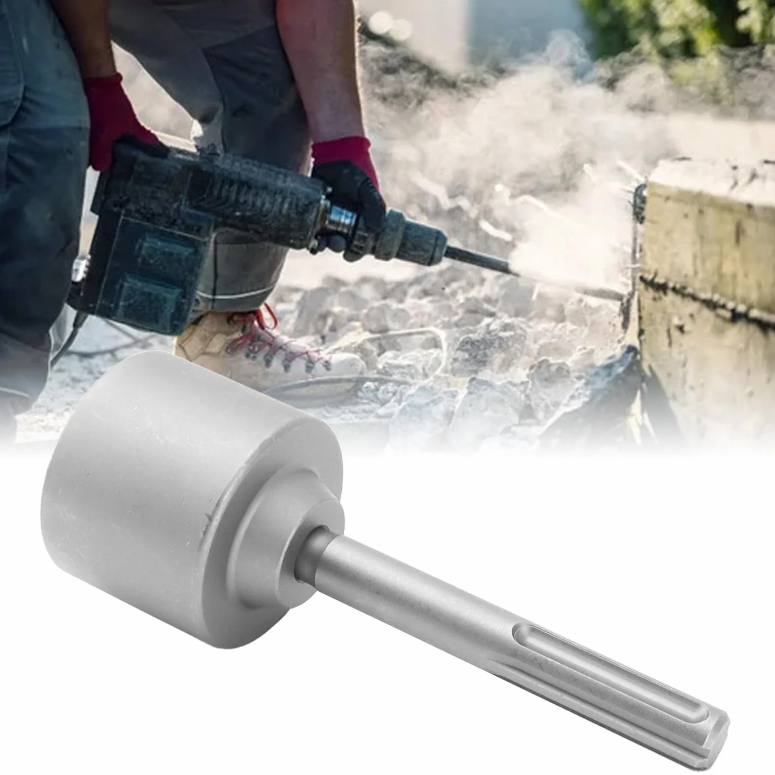 GLOGLOW T Post Driver, SDS Shank T Post Driver Attachment 5 Pits Shank Steel Recinzione Post Driver per Guidare Aste di Terra (65mm)