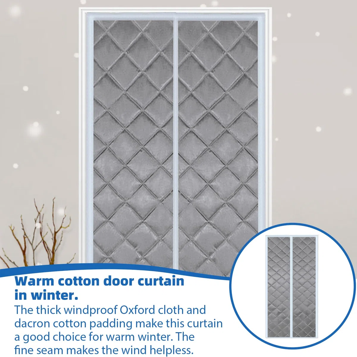 BORDEAG Tenda Della Porta Invernale Calda, Tenda Termica Magnetica, Tenda Magnetica Isolante Termica Per Porte, Tenda Per Porta Inverno Termica (70 X 200 cm)