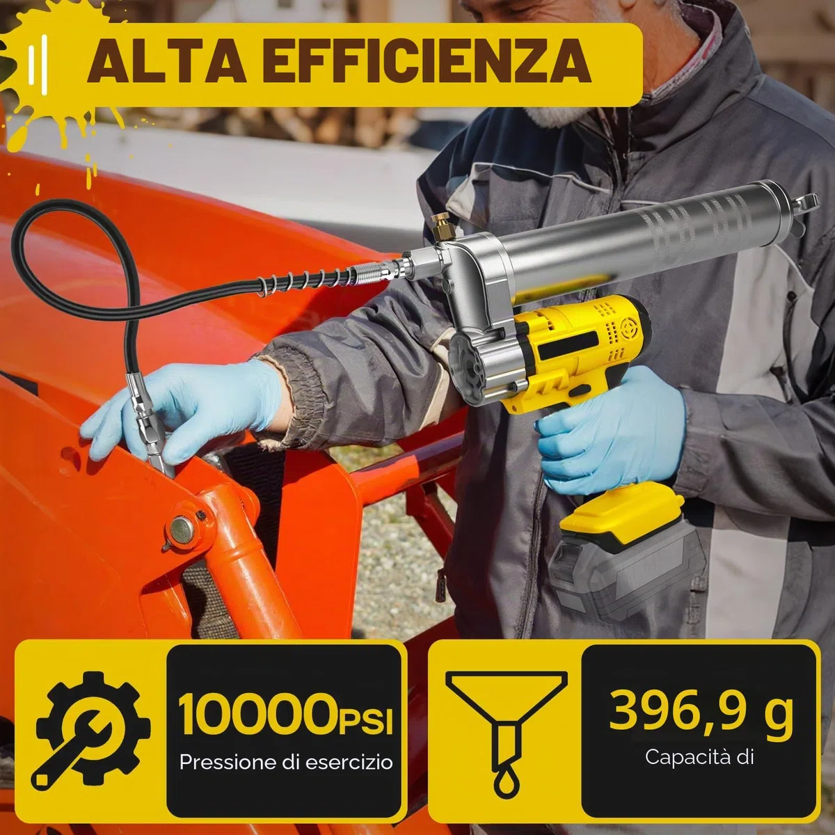 WingFly Pistola Per Grasso Compatibile Con Dewalt 18 V, 20 V, 10000 PSI, Motore senza spazzole, 600 ml, Ingrassatore per lubrificare veicoli e macchine (Senza batteria)