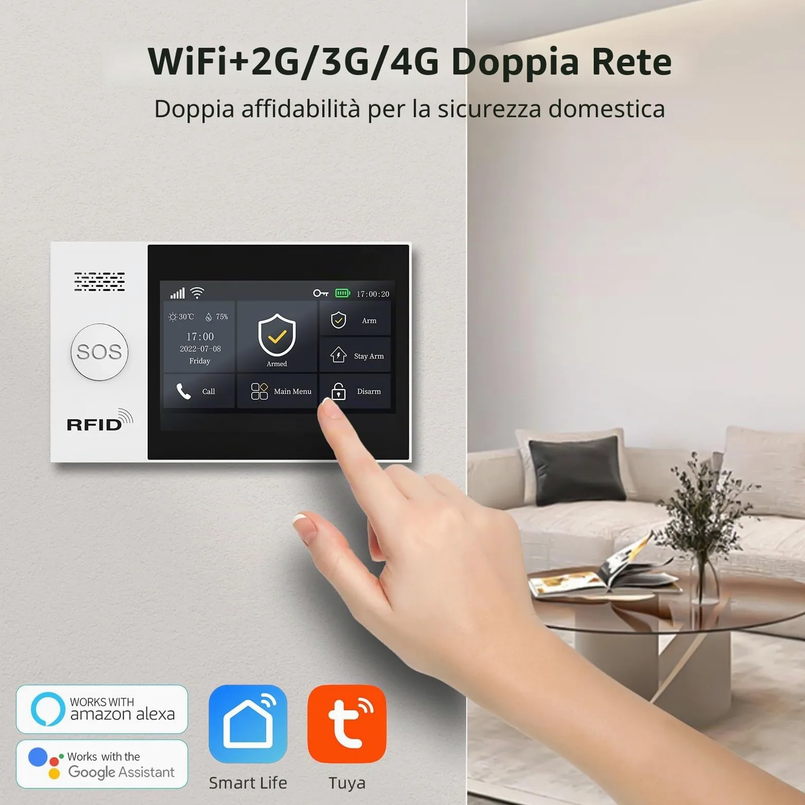 XNY 4.3'' Schermo Tattile Completo Allarme Casa Senza Fili con Telecamera, Allarme Casa 4G/WiFi, Antifurto Casa Wireless con APP, Sirena Esterna, Sensore di movimento, Sensore Porta, Telecomando