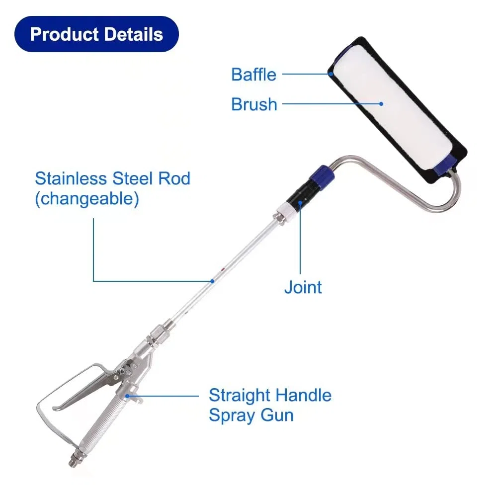Pistola a Spruzzo Airless ad Alta Pressione + Rullo per Vernice Autoadescante + Asta di Prolunga da 30CM (11,8 Pollici) per Pistola a Spruzzo Airless con Ugello per Vernice Dent-de-lion