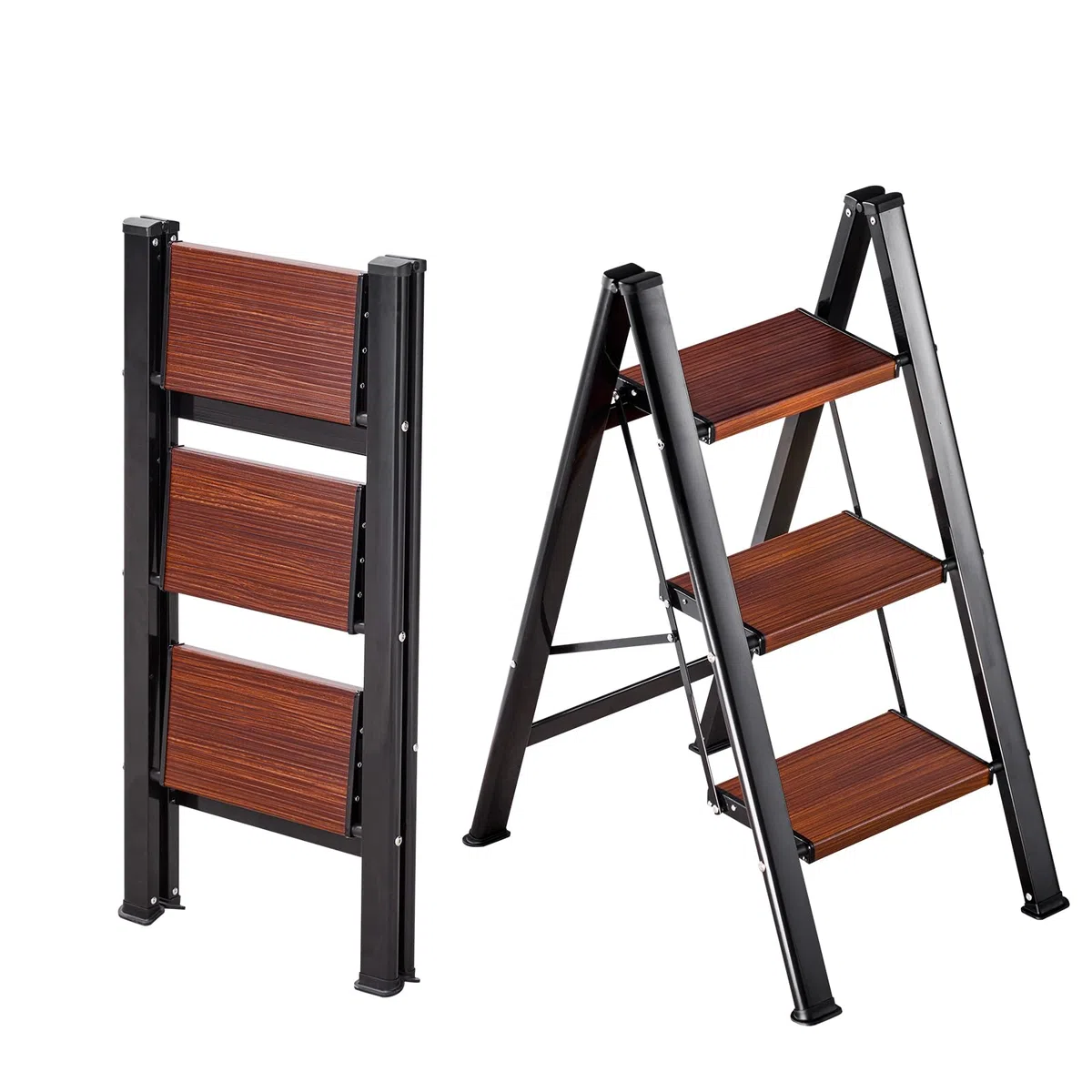 VEVOR Scaletta Pieghevole Salvaspazio con 3 Gradini con Ampio Pedale Antiscivolo e Comoda Impugnatura, Supporto per Piante in Alluminio Portatile e Leggero con Capacità di 150 kg, Multiuso per Adulti