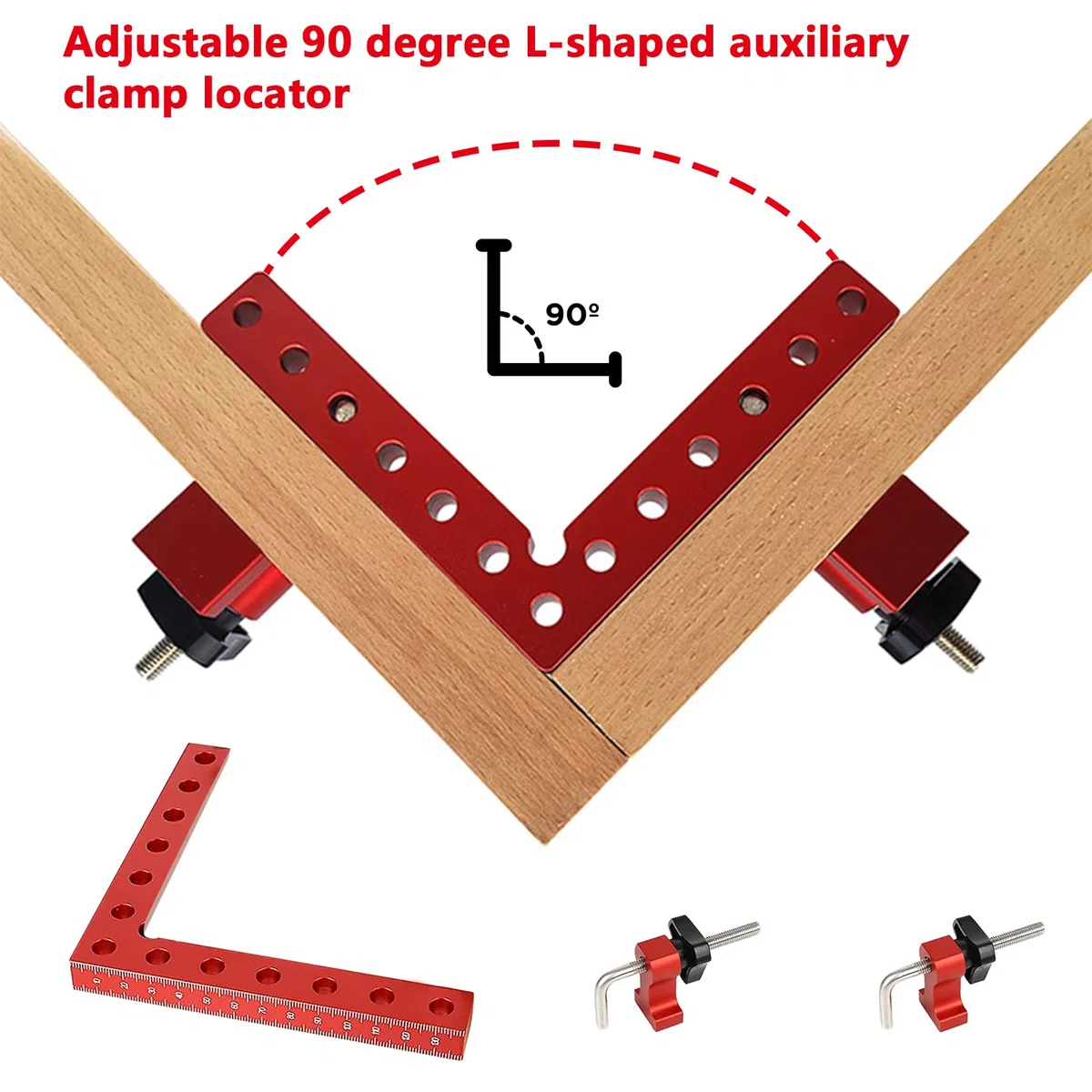 4 Pezzi Morsetti Angolari 90 Gradi, 14 cm Morsetto ad Angolo Retto Attrezzi per Legno Falegname con 4 paia di clip per la Lavorazione del Legno Artigianato Fai da te