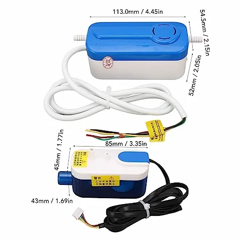 Pompa di Scarico Condensa HVAC Automatica, 110-240V, 24L/h, 60ml, Mini Split per Condizionatore Aria Deumidificatore, 3W, Portatile, Silenzioso 19dB