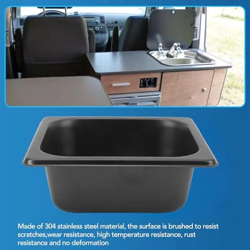 Dpofirs Lavello Cucina per 6,89x6,5x2,76 Pollici, Lavello Bar Nero in Acciaio Inossidabile 304, Lavello Bar Piccolo Elettrolitico per Roulotte Barca