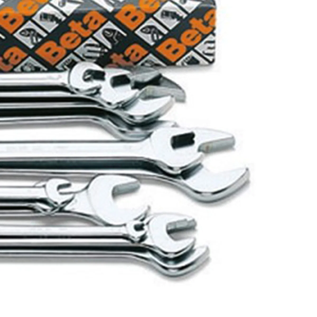 BETA - Set 8 Chiavi a Forchetta Doppie Cromate da 6x7 a 20x22 mm, Serie Chiavi Professionali per Serraggio Dadi e Bulloni Officina Meccanica e Manutenzione Industriale, 55/S8